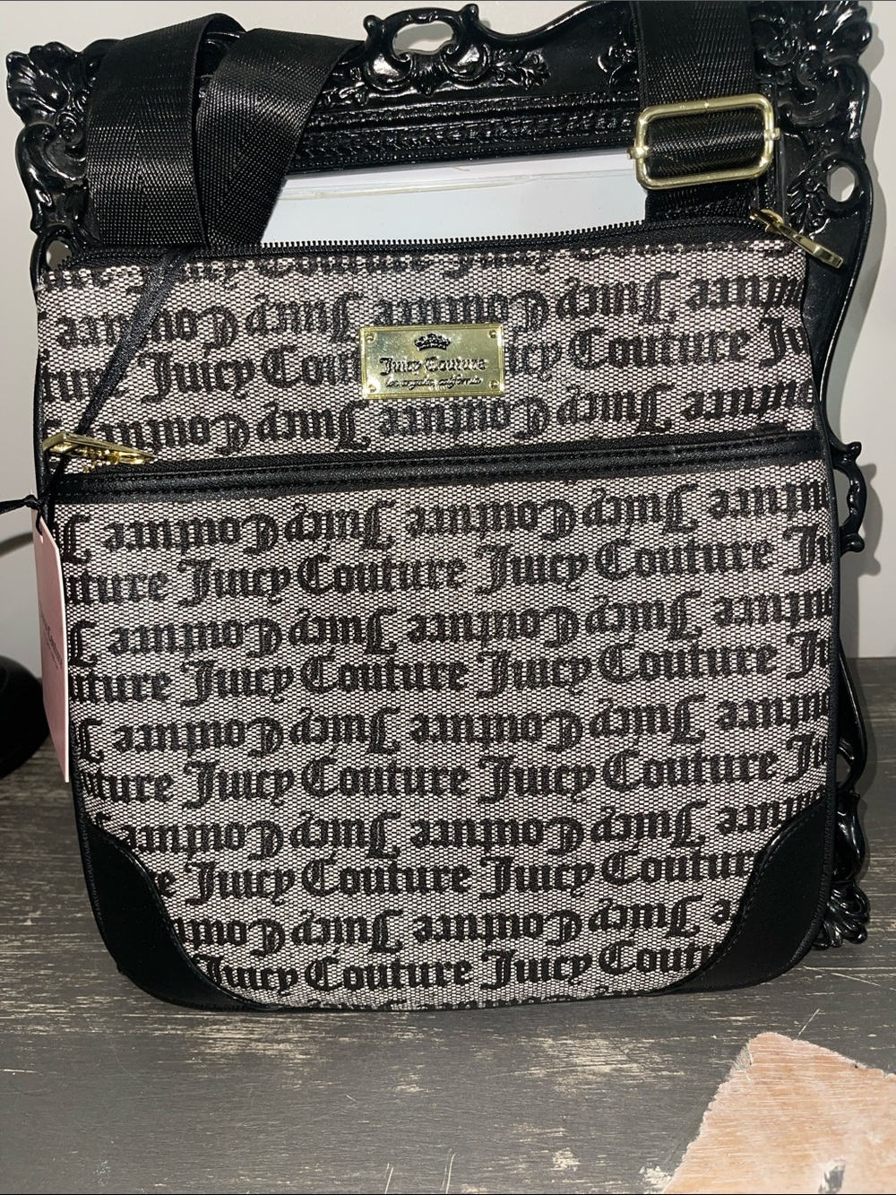 Juicy Couture Black Logo Jacquard Crossbody